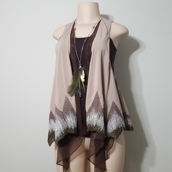 RYU Tops - NEW! RYU EMBROIDERED & BEADED MULTI LAYER VEST!